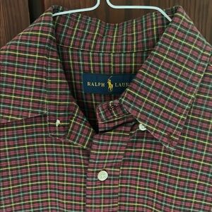 Ralph Lauren Red and Green Casual Button Down Shirt